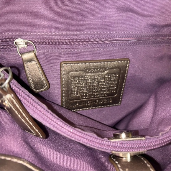 Coach Soho Leather Tote Metallic Gold Handbag/ Purse w/ purple hue &interior•EUC - Picture 8 of 9